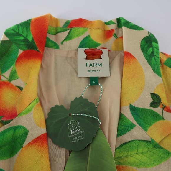 Farm Rio Orange Sands Cropped Linen Blazer L - Picture 5 of 10